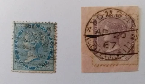 Indian Postage . Scott's # 11 & 19. Queen Victoria. Used.  sal's stamp store Cover