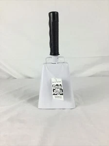 Cow Bell With Handle White Metal Bell Black Plastic Handle 10” Noise Maker.  NWT - Picture 1 of 2