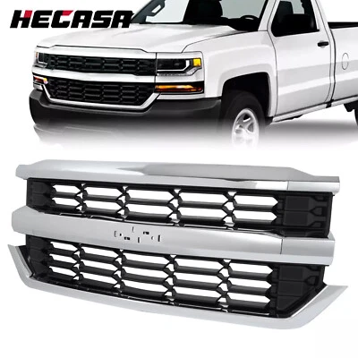 Front Upper Grille Chrome For 2016-2019 2016 Chevrolet Silverado 1500 Grill Foto 1 de 4