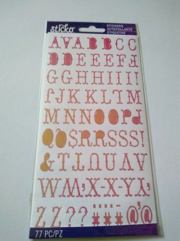 Pegatinas para álbumes de recortes Sticko magenta iridiscente alfabeto pequeño letras mayúsculas Foto 1 de 1