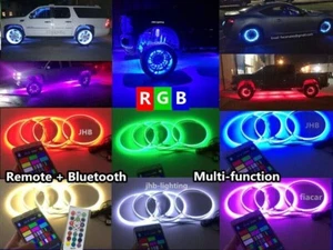 JHB 4x 17,5"" Remota APP Cambio de Color Coche Camiones LED Anillo Rueda Llanta Luces - Imagen 1 de 21