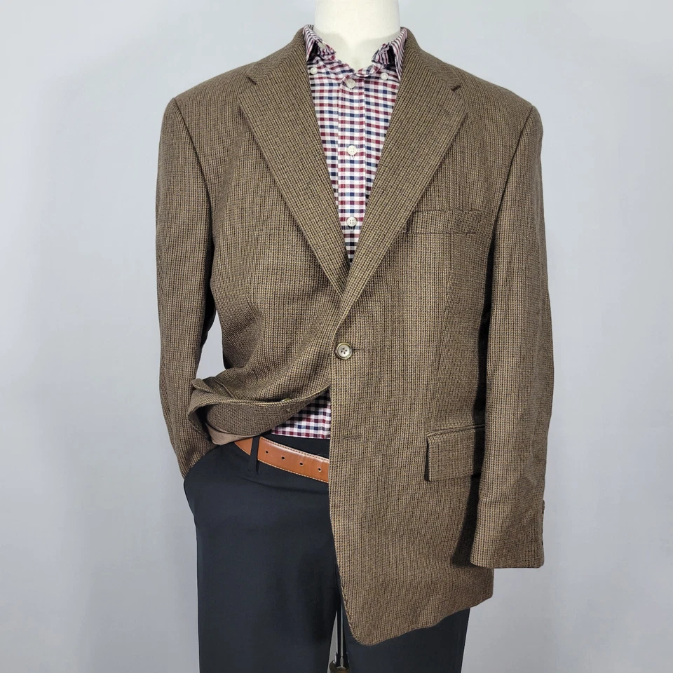 CHAPS Ralph Lauren Men's Sport Coat Blazer Two Button Flannel Wool Brown 44S - Image 1 of 4