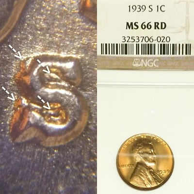 1939 S/S RPM-002 NGC MS 66 RD Uncirculated Lincoln Cent Wheat Penny - Image 1 of 4