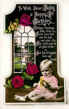 BIRTHDAY 1ST - DEAR BABY PHOTO POSTCARD 1948