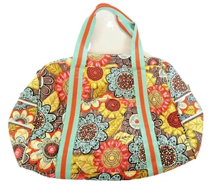 Vera Bradley Small Yoga Duffel "Flower Shower" Retired Orange Brown - Picture 1 of 8