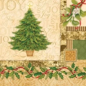 32 pcs Christmas Tree Collage 3-Ply Party Beverage Napkins  - Picture 1 of 1