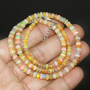 Natural Fire opal Beads Galaxy Rainbow Opal Dainty Necklace Jewelry Gift 5292 - Picture 1 of 6