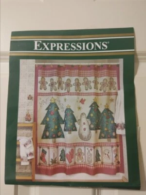 Christmas Gingerbread House Shower Curtain,NIP,70"x72" Fabric Snowmen Trees Star - Image 1 of 4