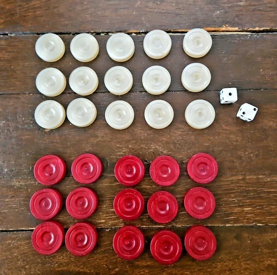 Yenigun Backgammon Plástico Translúcido Rojo y Blanco Piezas 30 Unidades 1.37"/3.5cm Foto 1 de 4