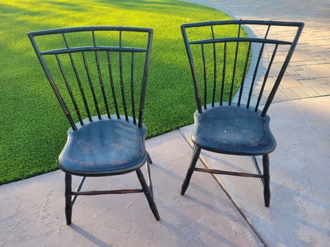 Early 19th century Artisan  Birdcage Chair original black paint Cover