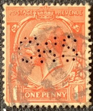 GB 1912 - KING GEORGE V - 1d STAMP WITH ‘C W S’ PERFIN (CO-OP WHOLESALE SOCIETY)