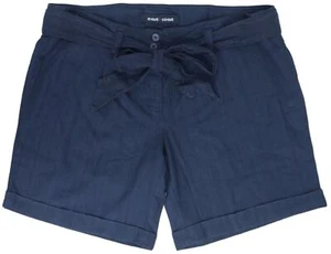 Cintura pantaloncino donna estivo cotone cravatte bottoni mosca donna taglie forti blu - Foto 1 di 4
