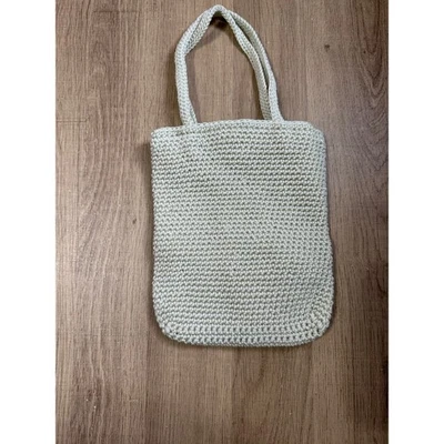 Старый темно-синий крючком вязаный сумка с короткими ручками пыльный шалфей зеленый сумочка на плечо один размер - Изображение 1 из 4