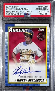 2025 Topps Rickey Henderson 1990 Topps Redux Red /5 Auto PSA 10 - Picture 1 of 2