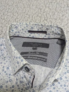 Ted Baker London Mens Blue Paisley Shirt  Button Front Casual Dress 15 - Picture 1 of 8