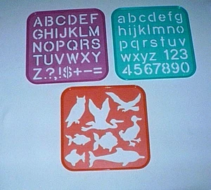 TUPPERWARE (3) TUPPERTOYS Schablonen - Alphabet Buchstaben, Zahlen, Vögel, Fische ++++ - Bild 1 von 2
