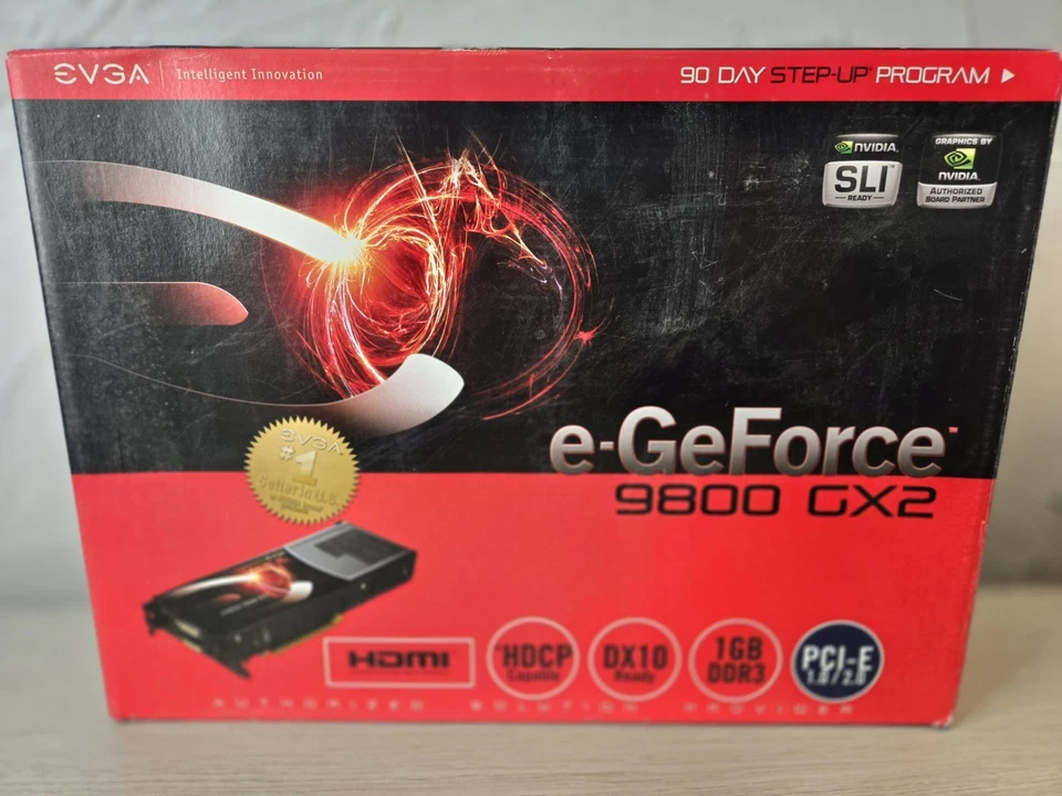 NEW Vintage EVGA e-GeForce 9800 GX2 Graphics Card 1 GB DDR3 See Photos - Image 1 of 4