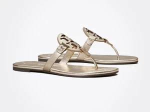 BRAND NEW TORY BURCH GOLD SPARK MILLER SANDALS SIZE 10 MEDIUM - Picture 1 of 8