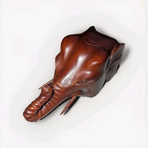 Caja baratija elefante tallada en madera vintage - Imagen 1 de 8