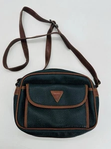 Cartera de mano de cuero marrón verde Y2K Guess vintage de la década de 2000 con billetera desplegable - Imagen 1 de 7