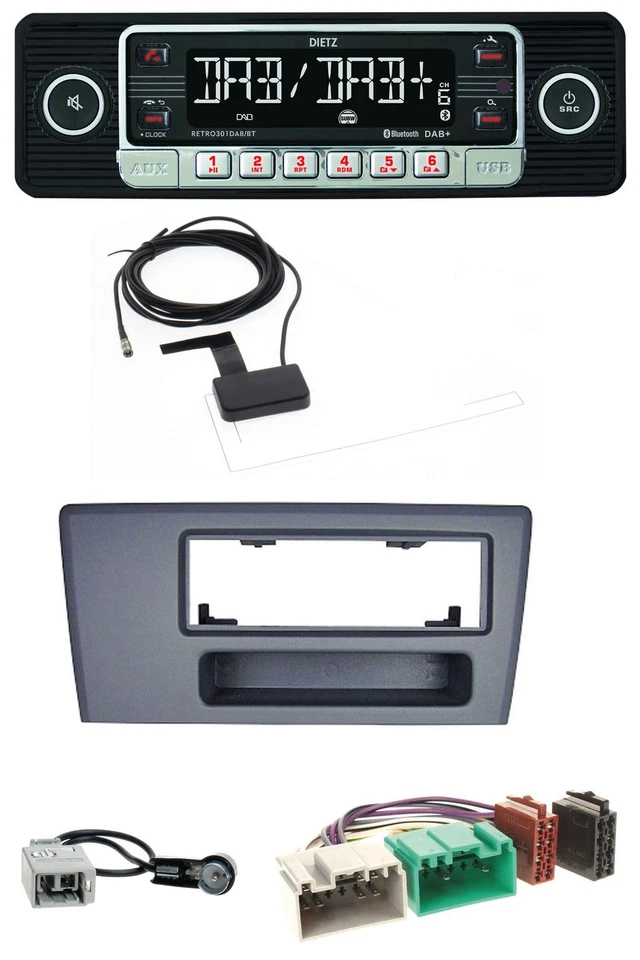 Dietz DAB Bluetooth USB MP3 Autoradio für Volvo S60 S70 C70 V70 00-03 dunkelgrau - Bild 1 von 4