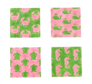 Kate Dickerson Preppy Sealife Coaster Set Handpainted Needlepoint Canvas - Picture 1 of 1