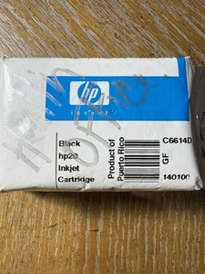 HP 20 Black Ink Cartridge C6614D New, Sealed - Photo 1/3