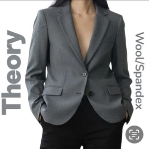 Theory Damen Blazer schwarz grau Mischung gefüttert zwei Knöpfe schmale Jacke Gr. 8 neu ohne Etikett - Bild 1 von 15