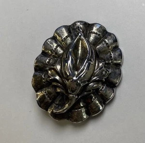 Ciondolo Estate Jewelry fiore rosa argento sterling 1 1/2" apertura bocciolo vintage - Foto 1 di 12