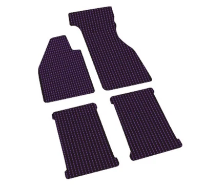 Juego de alfombrillas VW Beetle & Super Coco 1973-1979 (4) negras y azules con reposapiés de pasajero Foto 1 de 3