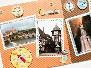 Páginas de álbum de recortes de viaje, páginas de vacaciones, diseños de viaje prefabricados - Imagen 1 de 10