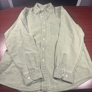 Vintage L.L. Camisa verde manga larga Bean 51 % lino 49 % algodón - Imagen 1 de 6