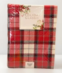 Tischdecke kariert rot grün Holiday Time 70" rund Stoff Weihnachtsdeko Retro - Bild 1 von 18