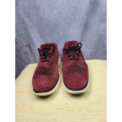 Tênis de golfe Cole Haan masculino camurça borgonha perfurado Grand Zero 9M - Imagem 1 de 4