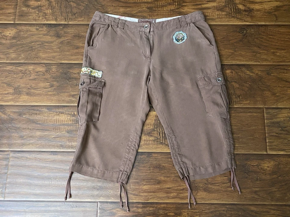 Pantalones Cortos de Carga Da-Nang Excedente Indo-China Para Mujer Y2K Bordados Marrón Talla M Foto 1 de 4