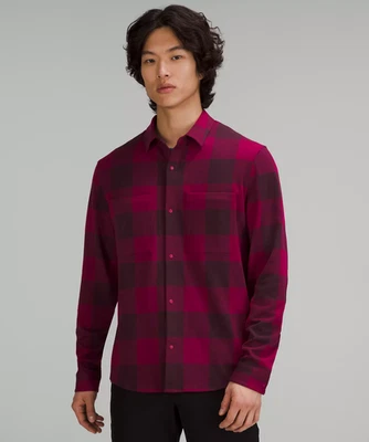 Lululemon  | Soft Knit Overshirt | Size L | Check Plaid Cassis Pomegranate | EUC - Image 1 of 4