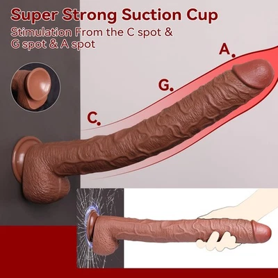 Brown PVC Dildo 16.9x2.17 Inch  Suction Cup Base, Realistic Texture, Extra-Large - Image 1 of 4