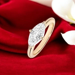 Anello solitario certificato GIA 1 Cts F/VS1 a forma di marchesa diamante... - Foto 1 di 3
