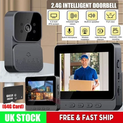 Wireless Video Door Bell Camera Intercom System with Monitor Doorbell Xmas Gift - Image 1 of 4