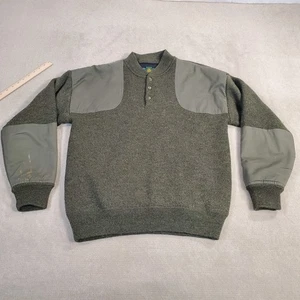 Cabelas Wool Sweater Mens Large Green Lined Windproof Pullover Henley Outdoors * - Picture 1 of 10