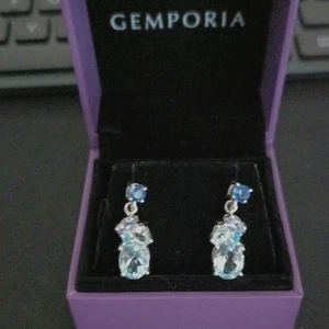 Gemporia multigem sterling silver 925 dangle earrings Topaz Tanzanite Tourmaline - Picture 1 of 7