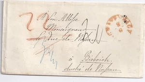 NL Taxis 1859, s´Gravenhage in rot auf Porto Brief nach Biebrich, H.-Nassau.  - Picture 1 of 1