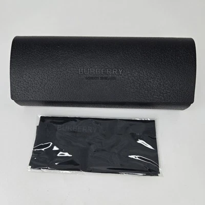 New Burberry Black Leather Glasses Sunglasses Hard Shell Case W Microfiber Cloth - Image 1 of 3