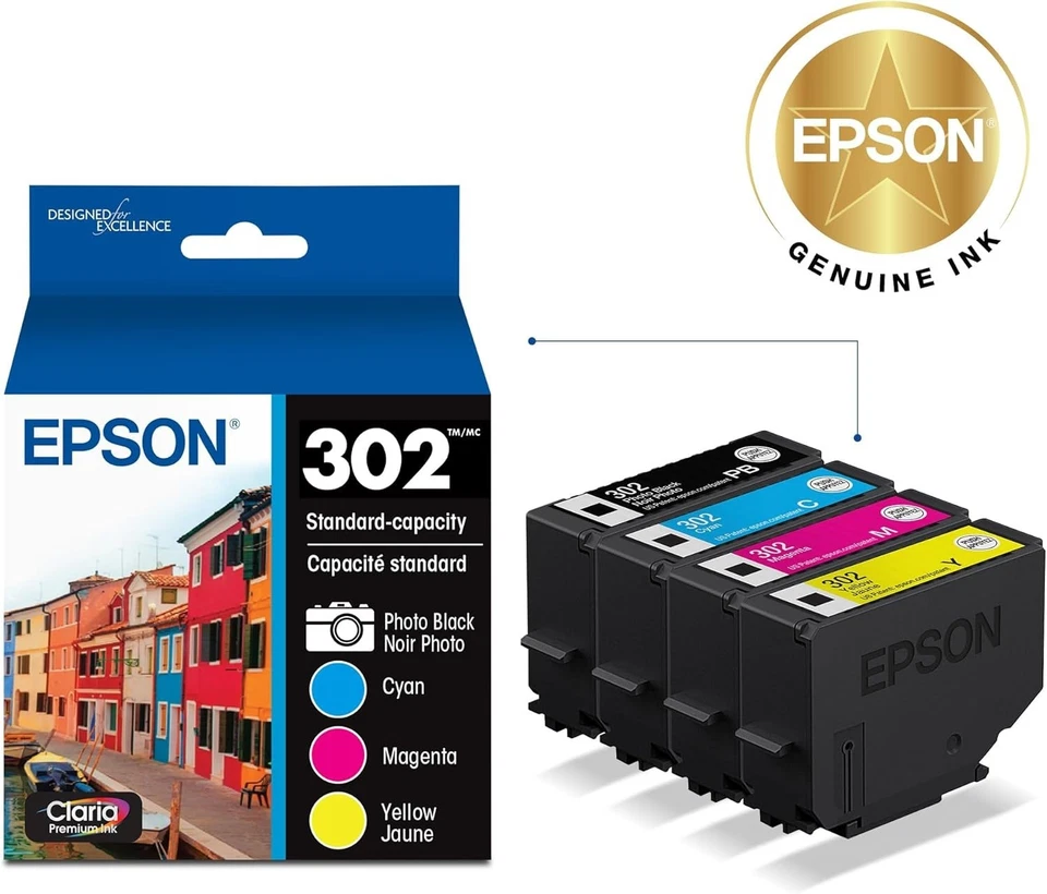 Paquete combinado de tinta de color Epson 302 Claria Premium para XP-6100 XP-6000 T302520-S Foto 1 de 1