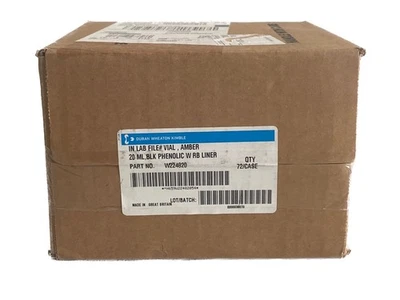 (72/Cs) WHEATON LAB FILE 20mL Amber Glass Sample Vials w/Phenolic Cap 14B Rubber - Image 1 of 4