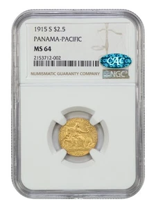 1915-S $2.50 Panama-Pacific NGC/CAC MS64 - Classic Gold Commemorative - Picture 1 of 4