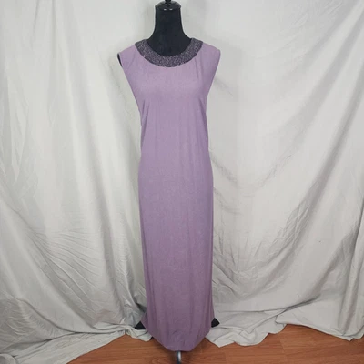 USA Vtg ALEX EVENINGS Size 22W Elegant Purple Beaded Pleated Formal Maxi Dress - Image 1 of 4