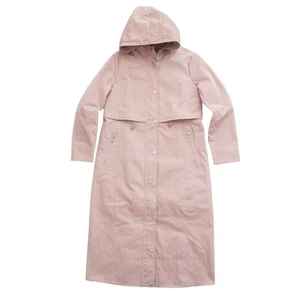 Avec Les Filles Pink Hooded Raincoat Anorak Long Maxi Jacket Small - Picture 1 of 11