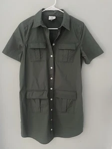 Tuckernuck Nala Dress XS Olive Green Womens Poplin 100% Cotton - Picture 1 of 4