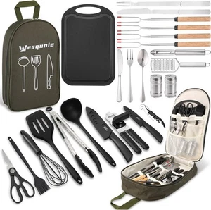 Camping Essentials Cooking Utensils Set - Kitchen Cookware green - Picture 1 of 6